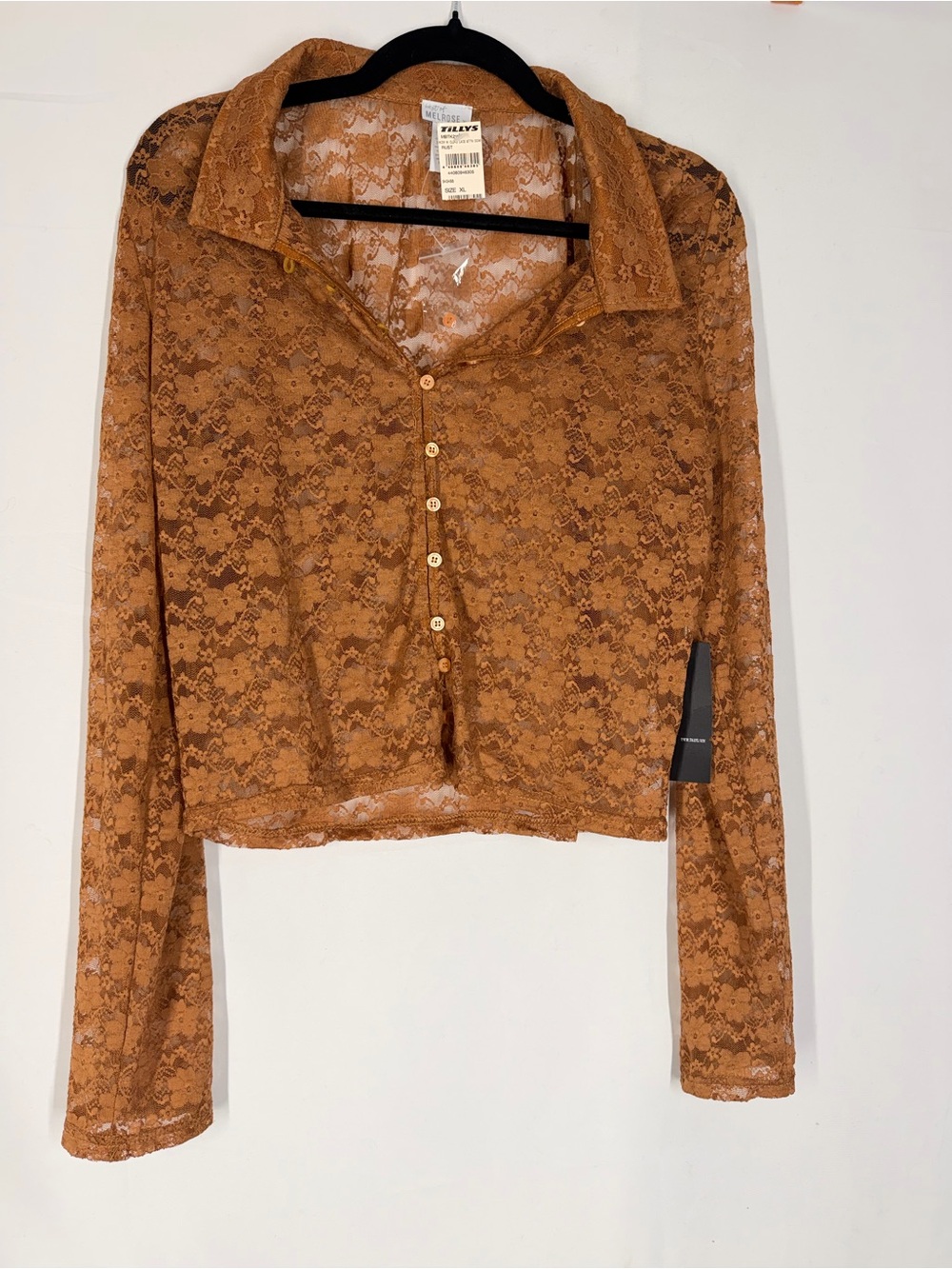 Tilly's Rust Lace Button-Up Shirt